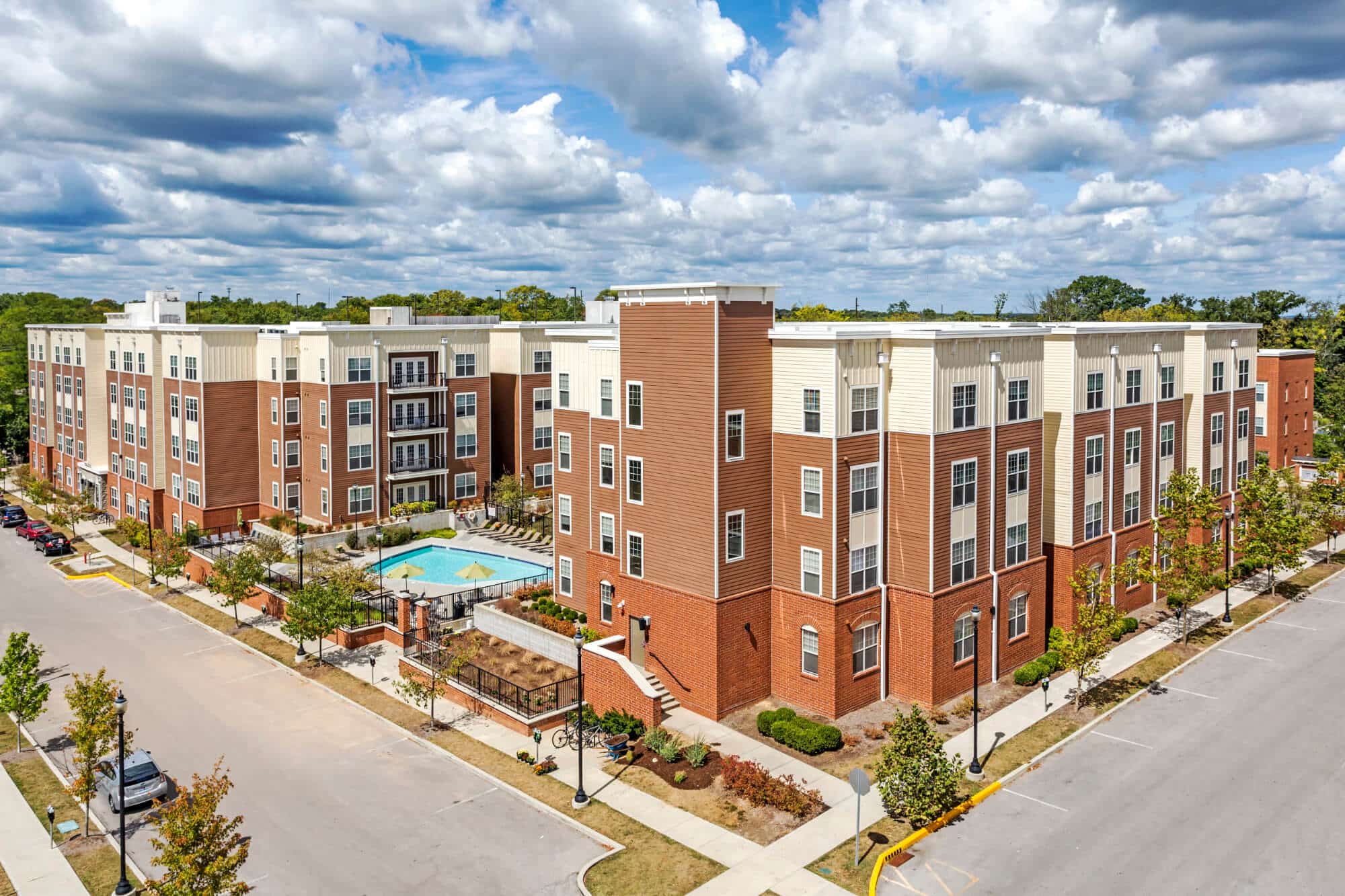 the park on morton off campus apartments near indiana university bloomington iu aerial view of community